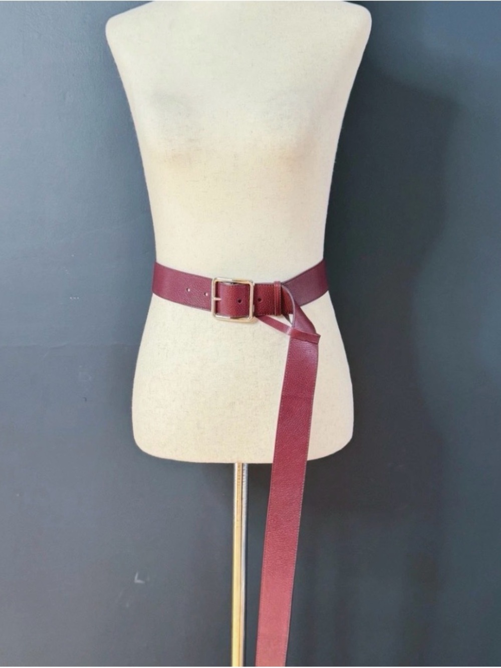 Alexander McQueen Extra Long Burgundy Leather Wrap Belt 74”